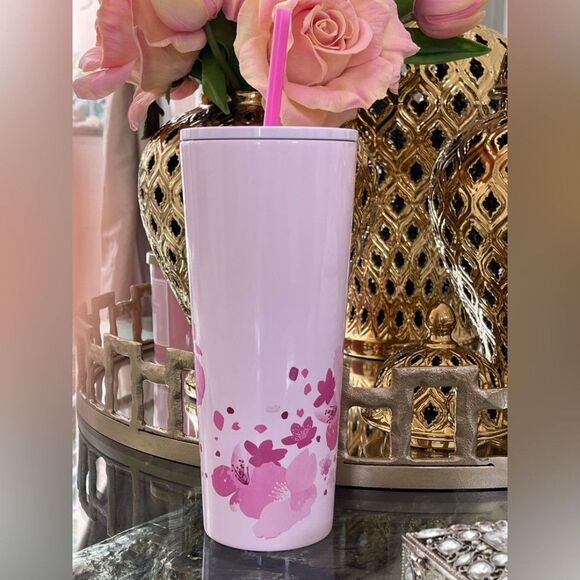 2022 Starbucks Mexico Pink Cherry Blossom Stainless Steel Cold Cup 24oz - Picture 2 of 11